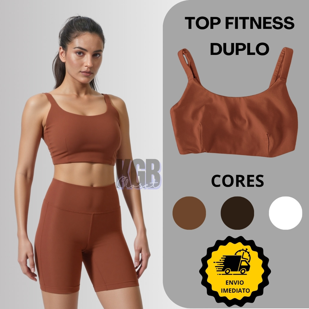 Top Academia Fitness Duplo Poliamida Suplex Premium Alça Grossa Com Sustentação Fit