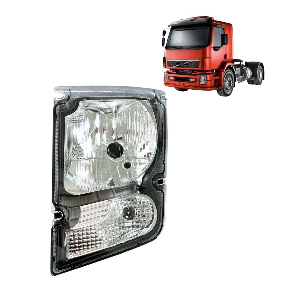 Farol Dianteiro Para Volvo VM Após 03 Carcaça Preta Esquerdo