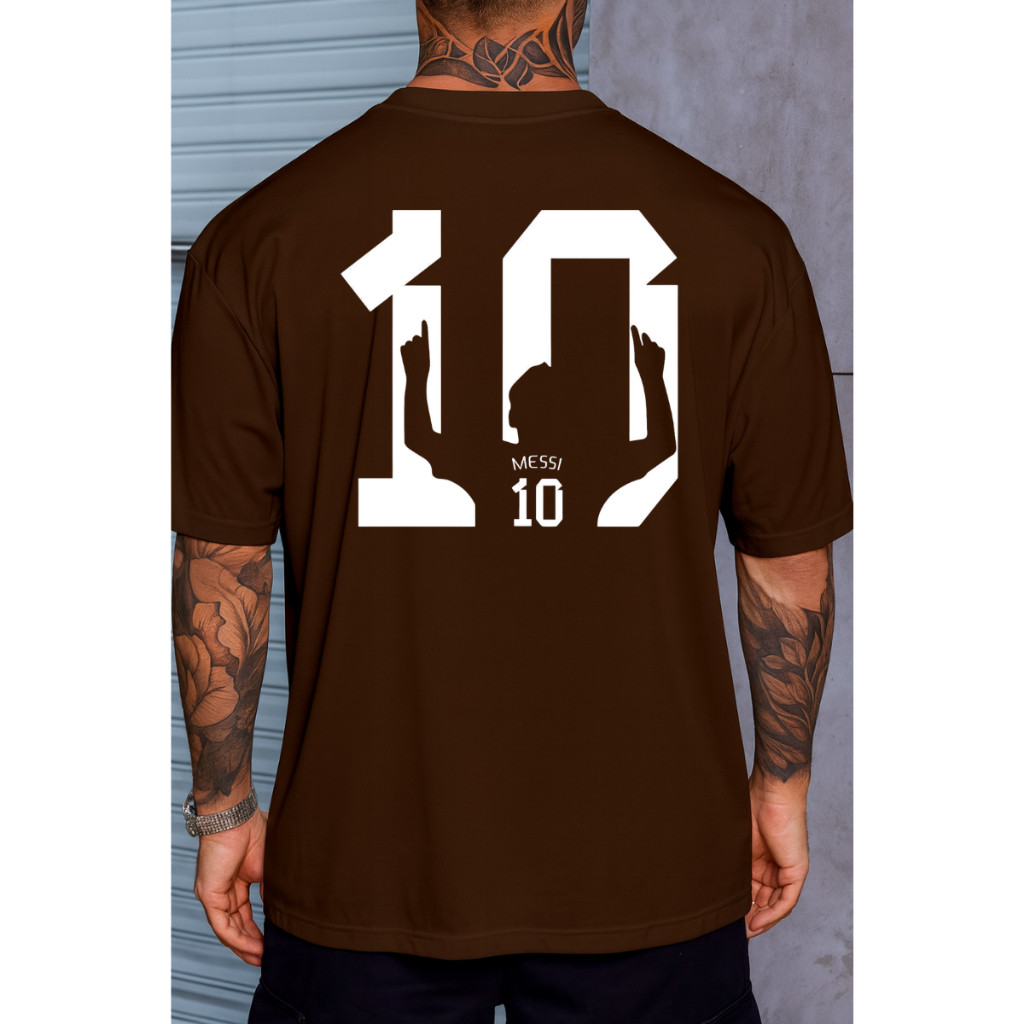 Camiseta Oversized Streetwear Estampa Lionel Messi Camisa MESSI 10 Futebol Algodão Confortável