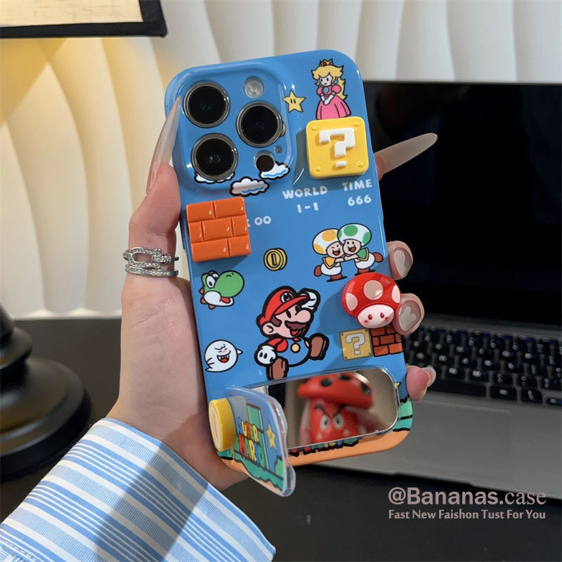 Compatível Com iPhone 16 15 14 13 12 11 Pro Max X Xr Xs 7 8 Plus SE2020 Capa De Telefone 3D DIY Cartoon Anime Mario + St em Oferta na Shopee
