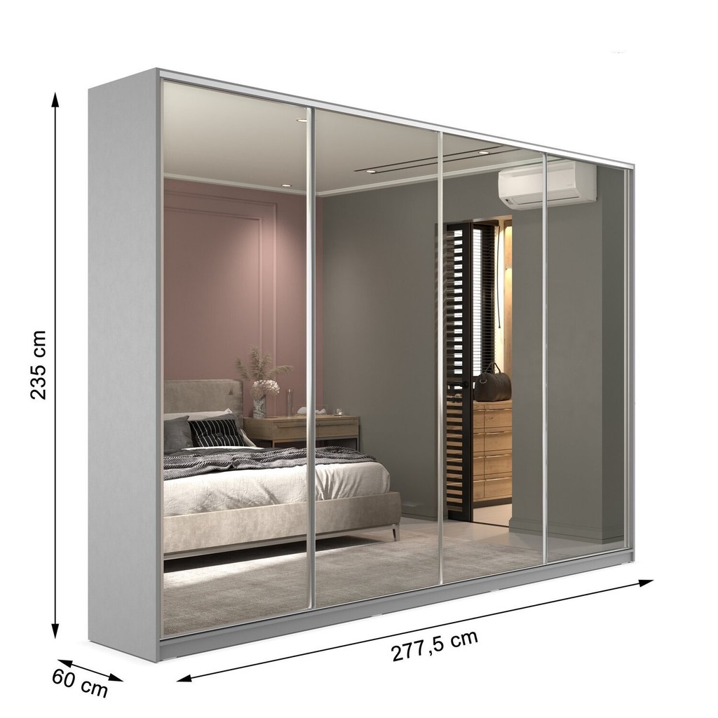 Detalhes do Guarda-roupa Casal 100% Mdf Bp com 4 Portas Espelhos Zermatt Urbi