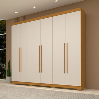 Guarda-roupa Casal 243,90cm 6 Portas 100% Mdf Buganvílea Espresso Móveis Cinamomo/Off White em Oferta na Shopee