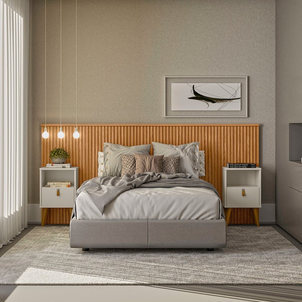 Cabeceira Casal Queen 240cm com Frame Laranjeiras Nature Fosco em Oferta na Shopee