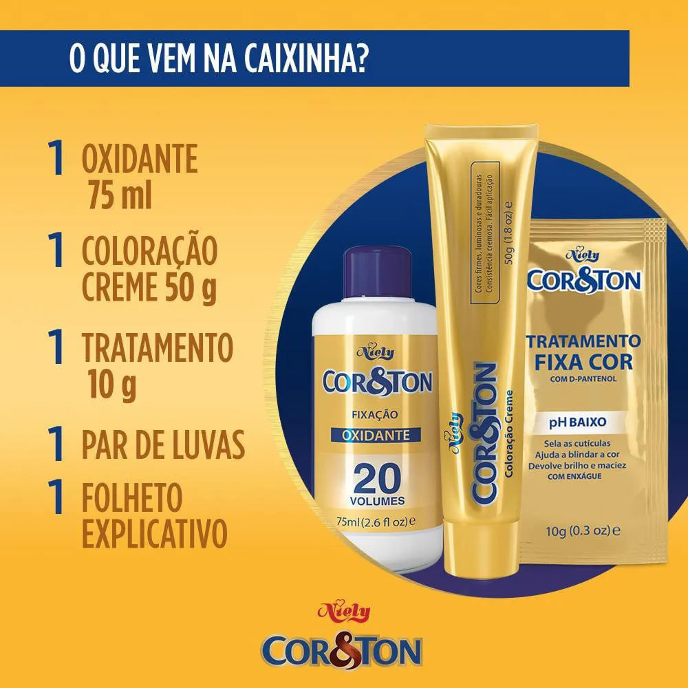 Detalhes do Tintura Creme Cor & Ton Preto Azulado 1.0