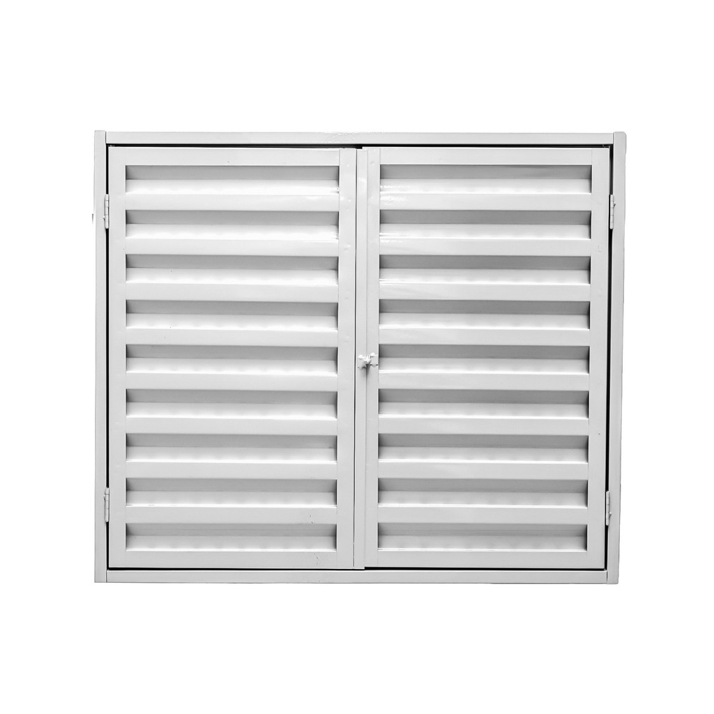 Porta Abrigo de Gás Folha Dupla 70x80x6cm com Alçapão e Portinhola Com Trava de Segurança Branco e Preto