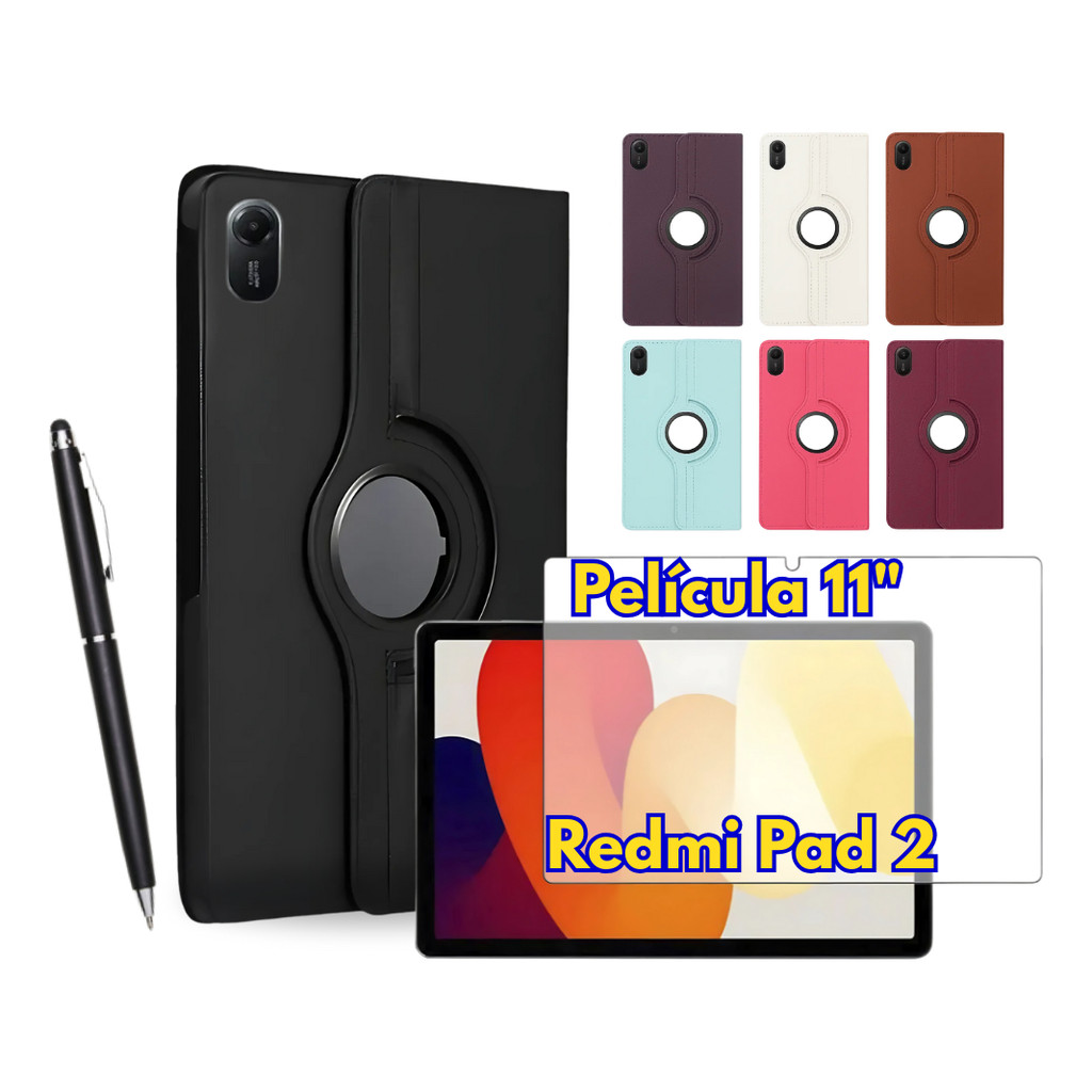 Kit Para Tablet Pad 2 Capa Giratoria, Película Caneta 2 Em 1