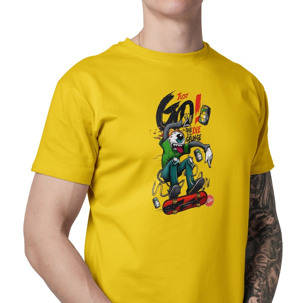 Camiseta Streetwear Skate Casual De Monstro Just Go One Eye To The Grunge 100% Algodão