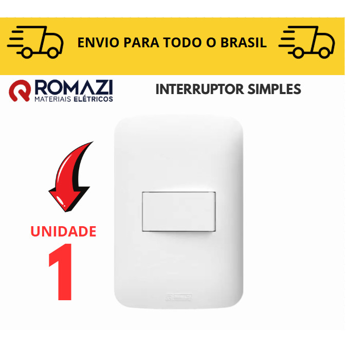 Interruptor Simples 10A canoa romazi e Interruptores linha canoa romazi / 20A / Paralelo / Tomada