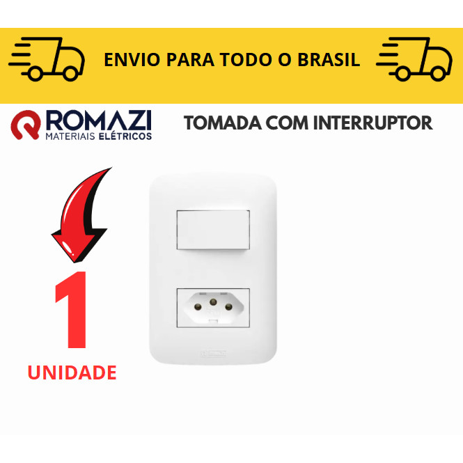 Tomada Com Interruptor canoa romazi e Interruptores linha canoa romazi / 10A / 20A  / Tomada