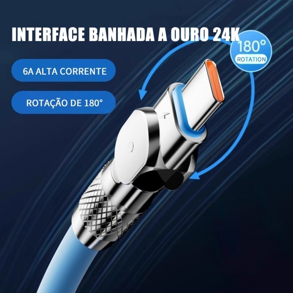 Novo Cabo Carregador Rotativo Para Tipo-C Micro USB iOS Carregamento Rápido Suporta 180 ° Cabos De Rotação em Oferta na Shopee
