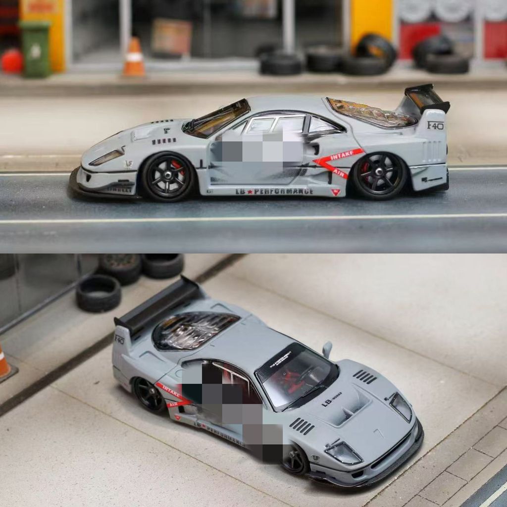 Ferrari Leap Horse F40 LBWK Corpo Largo Modificado Combate Cinza GP/SW 1: 64 Modelo de Carro em Liga