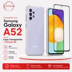 Capa Capinha Anti Impacto Compatível Com Galaxy A52 A52s E/OU Película 3D Vidro Temperado