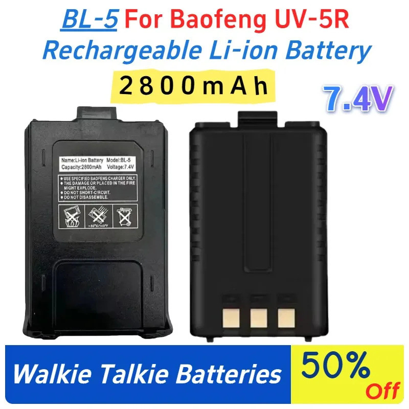 BL-5 7.4V 2800mAh Para Baofeng UV-5R Li-on Baterias Recarregáveis UV5R Acessório De Rádio 5R Bateria Walkie Talkie De Al