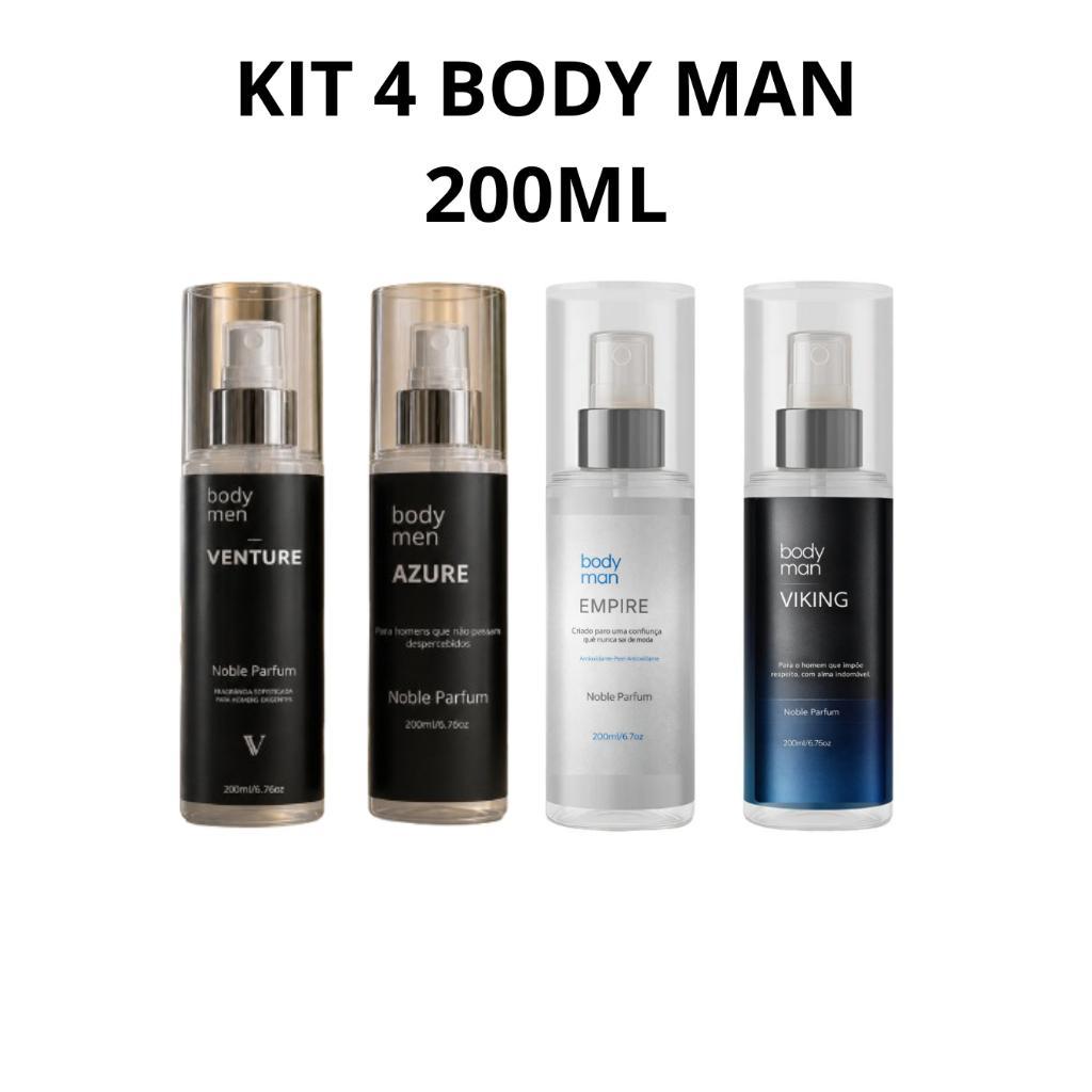 Kit 4 Body Splash Masculino Viking / Empire / Venture / AZURE 200ml By Nobleparfum