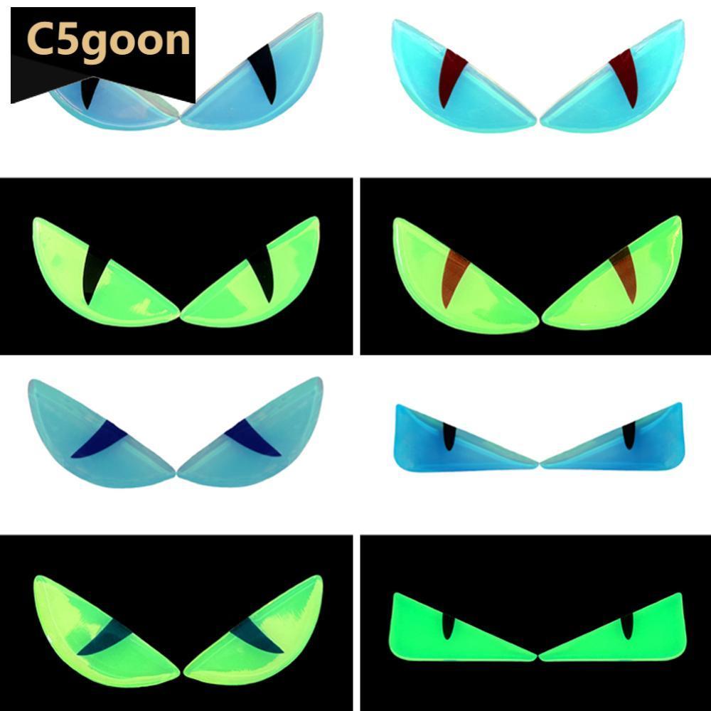 C5GOON 1 Par Motocicleta Diabo Olho Adesivos Farol Luminoso Dazzle Cor 3D Decalques Corpo Moto À Prova Dwaterproof Água