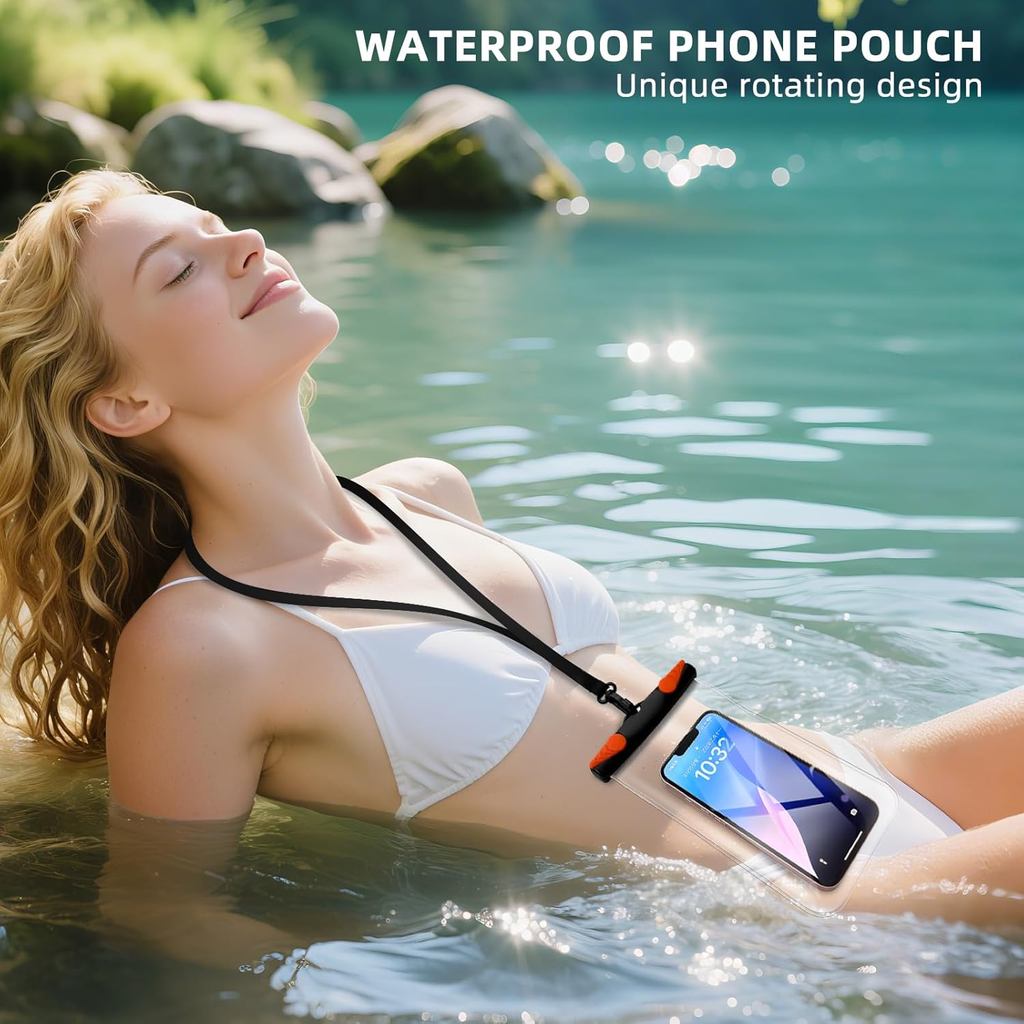 Bolsa impermeável para celular, capa impermeável para celular com cordão, adequada para celulares com classificação IPX8