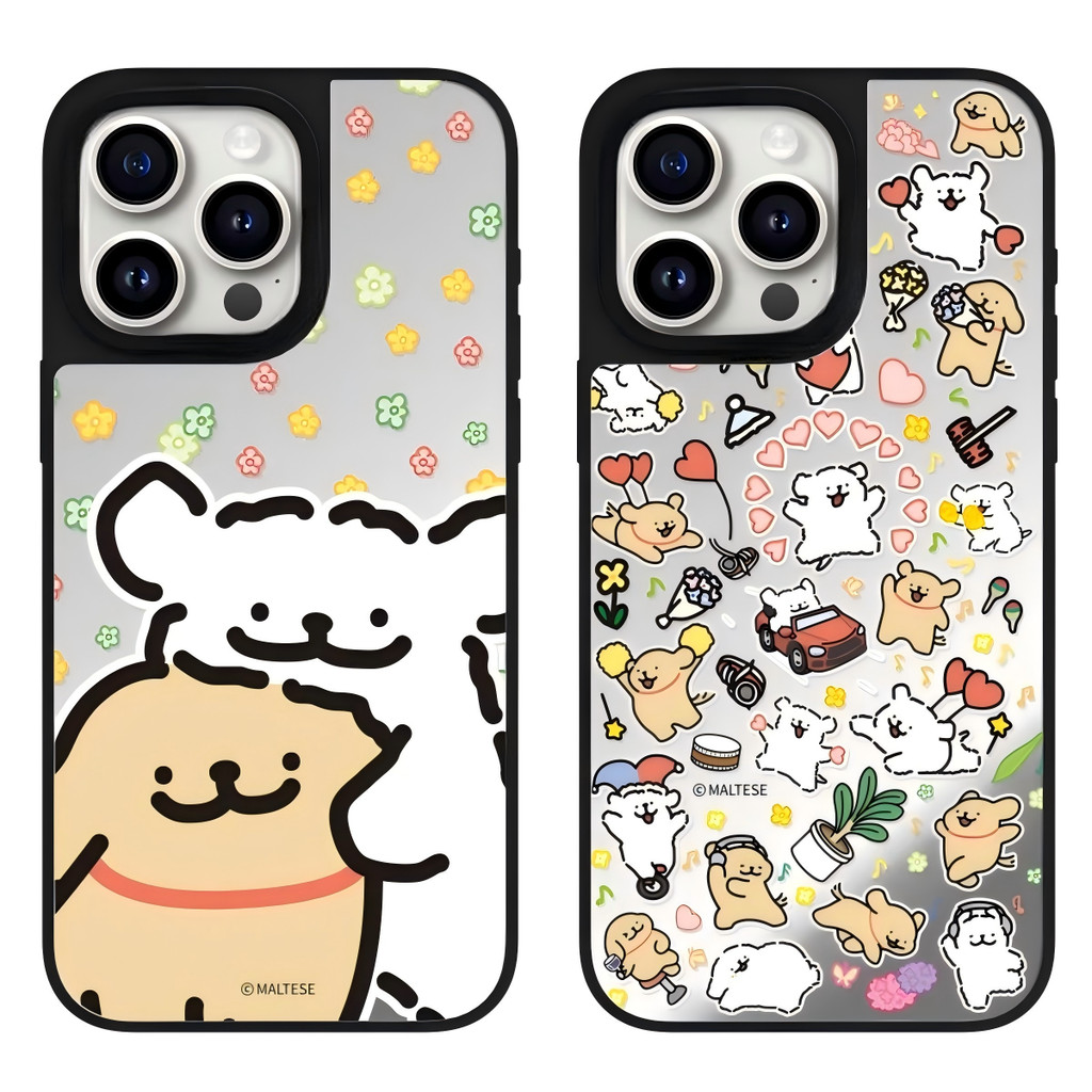 Capa De Telefone Magnética Espelhada Para Cachorro Maltês iPhone 17 16 15 14 13 12 11 Pro Max Plus Air , Dura