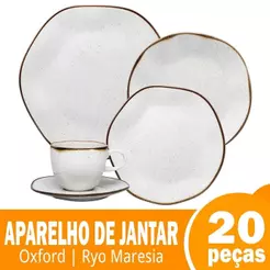 Aparelho Jantar Chá Oxford Maresia 20 Peças Branco/Marrom