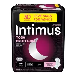 Absorvente Intimus Noturno Cobertura Suave com Abas Embalagem com 30 Unidades