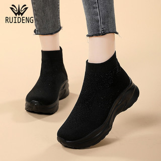 Ruiden meias sapatos femininos malha respirável de sola grossa Casual esportes botas curtas meias elásticas botas femini