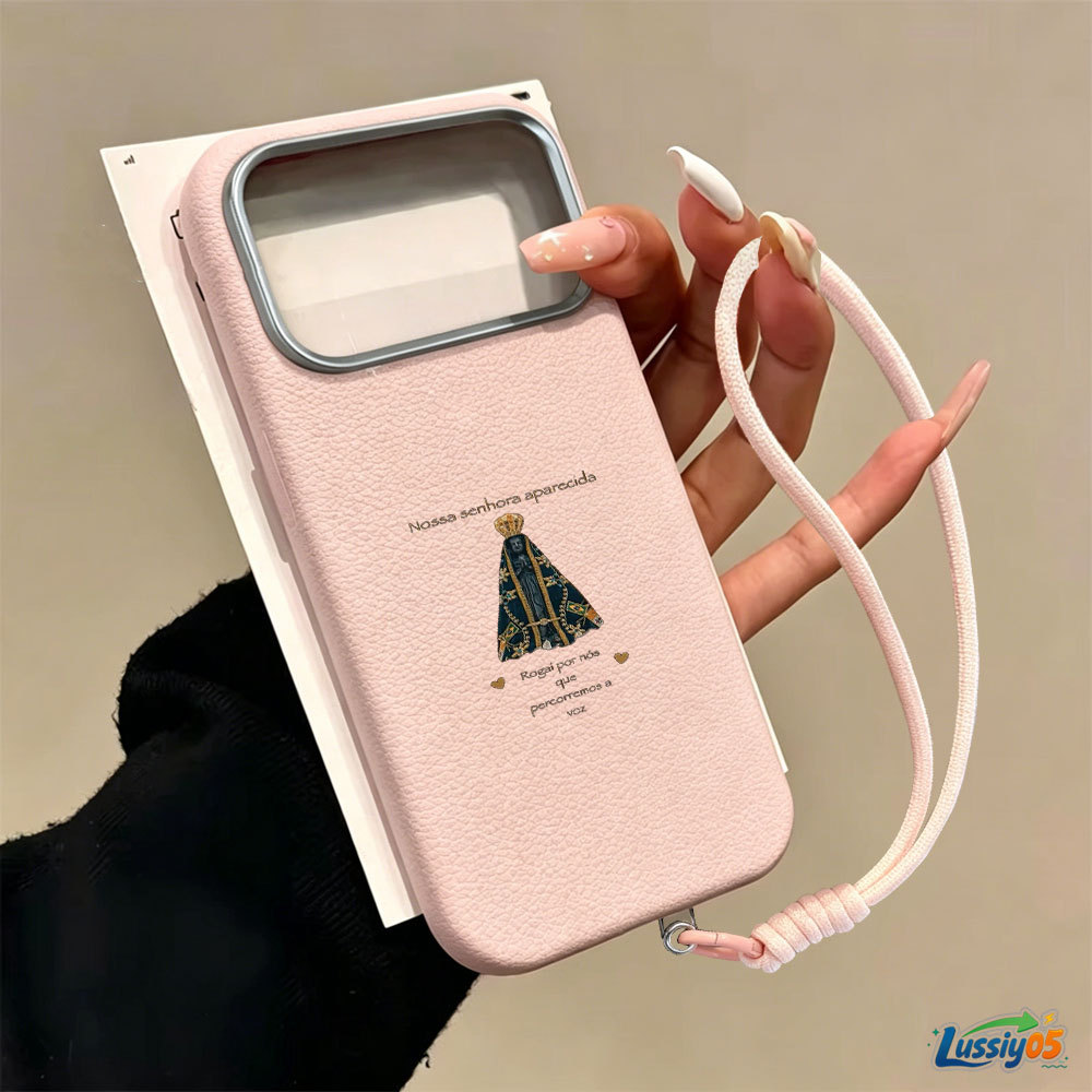Capa Para iPhone 17 Pro Max 16 13 11 12 15 14 Plus Air XR Textura De Couro Nossa Senhora Da Aparecida Macia LUSSIY05