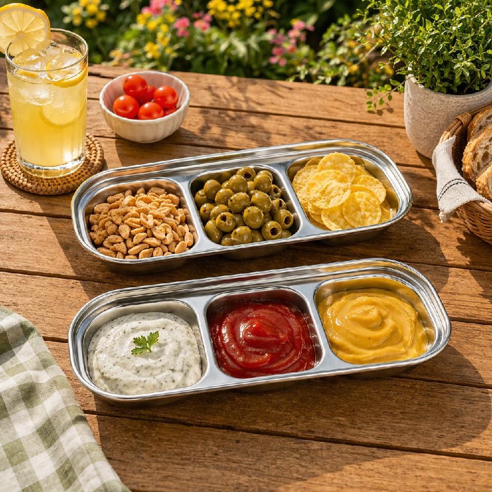 Petisqueira Inox 3 Divisorias Porta Couvert Molheira Frios Cumbuca Amendoim Restaurante Casa