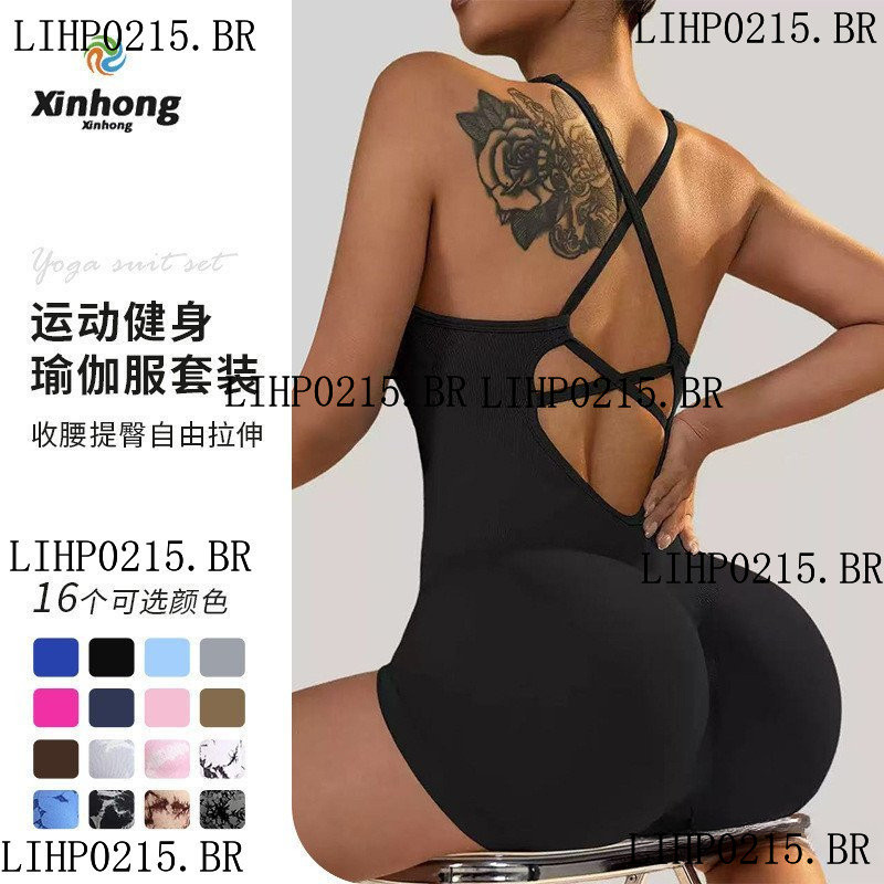 Cross-Border colete estilo Yoga macacão Shorts Sexy Hip de uma peça novo estilo macacão esportivo