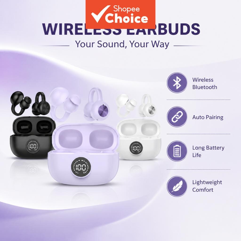 Fones de Ouvido K70: Fones Bluetooth sem Fio TWS com Visor Digital LED de Potência, Clipe Digital, Monitoramento