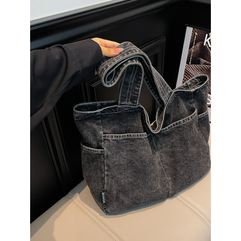2026 Bolsa de ombro jeans Bolsa de compras de armazenamento diário Bolsa de mãe Bolsa de pano de classe de estudante Bol