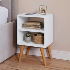 Mesa de Cabeceira Charme para Quarto Retrô Pés Palito Mutiuso lateral cama Várias Cores