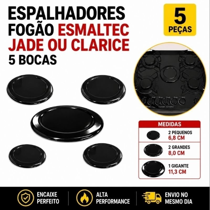 Jogo 5 Peças Espalhador Esmaltec Jade ou Clarice 5 Bocas Tampa Compatível Qualidade Envio Imediato Oferta
