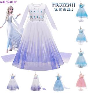 Frozen Moda 2 Traje Para Meninas Princesa Elsa Branco Malha Vestido De Lantejoulas Vestido De Baile Crianças Snow Queen