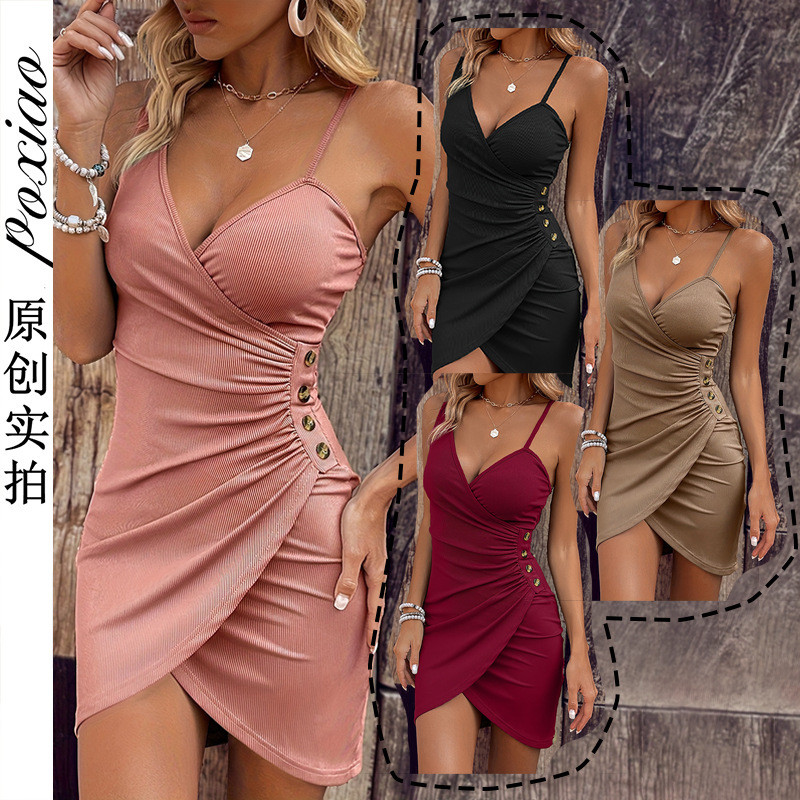 Vestido Suspensor Oco Elegante E Sexy Para Roupas Femininas