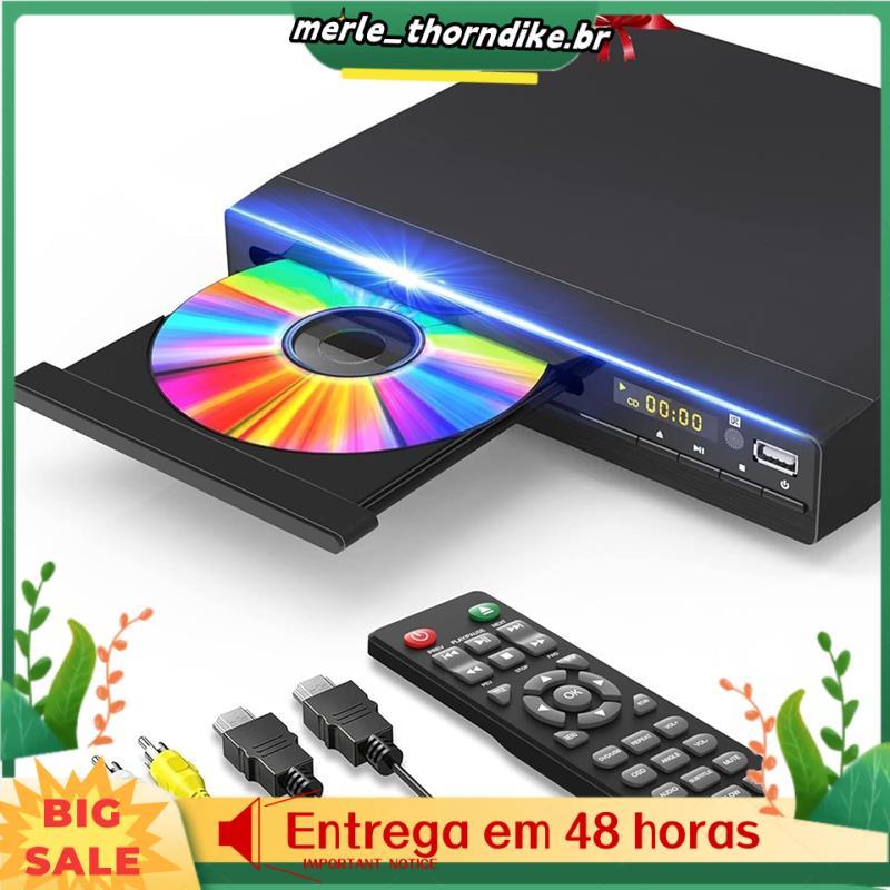 Leitor De Gravador De DVD Com Controle Remoto Para TV , HD 1080p Upscaling Up-Scaling ,-Saída AV-Coaxial , Entrada USB ,