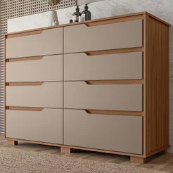 Cômoda para Quarto 8 Gavetas 147cm Georgia Marrom/Carvalho/Fendi Carvalho/Fendi