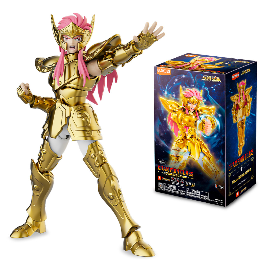 Boneco Montável Blokees Saint Seiya Champion Class Aquarius Camus Colecionável Model Kit