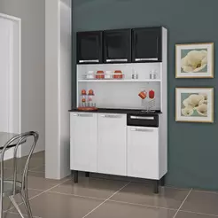 Kit de Cozinha Compacta Rose 105cm em Aço Itatiaia Branco e Preto