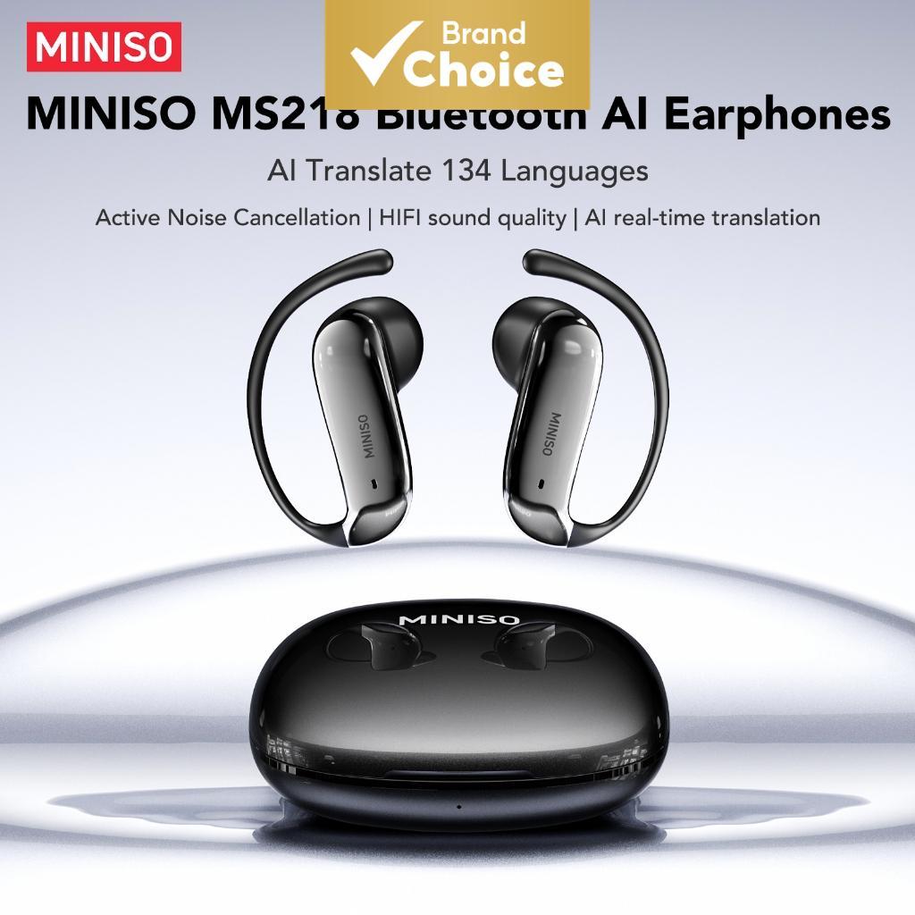 MINISO Fones de ouvido ms218 tradutor AI, fones de ouvido bluetooth 6.0, OWS, abertos, tradução em 165 idiomas, HiFi