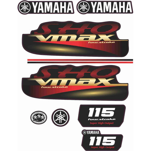Yamaha Vmax 115 Hp Motor De Popa Decalques Adesivo