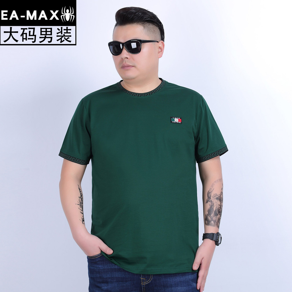 Plus size roupas masculinas verão solto gordo em torno do pescoço mais gordura plus size roupas masculinas de manga curt