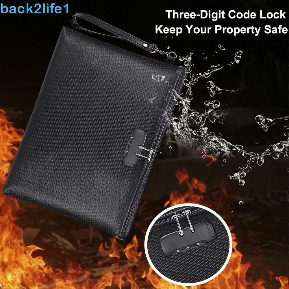Bolsa De Dinheiro Com Zíper BACK2LIFE1 , Saco De Documentos À Prova De Fogo Bloqueio De Código D'água Resistente Ao Calo