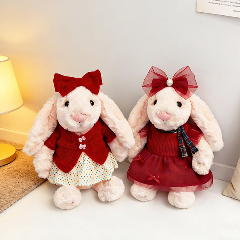 Apenas roupas à venda] adequadas para 32cm JCt Bonnie coelho boneca roupas borgonha veludo ano novo gaze saia terno