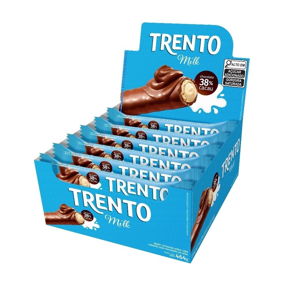 Chocolate Trento Wafer Milk 29g - Embalagem com 16 Unidades