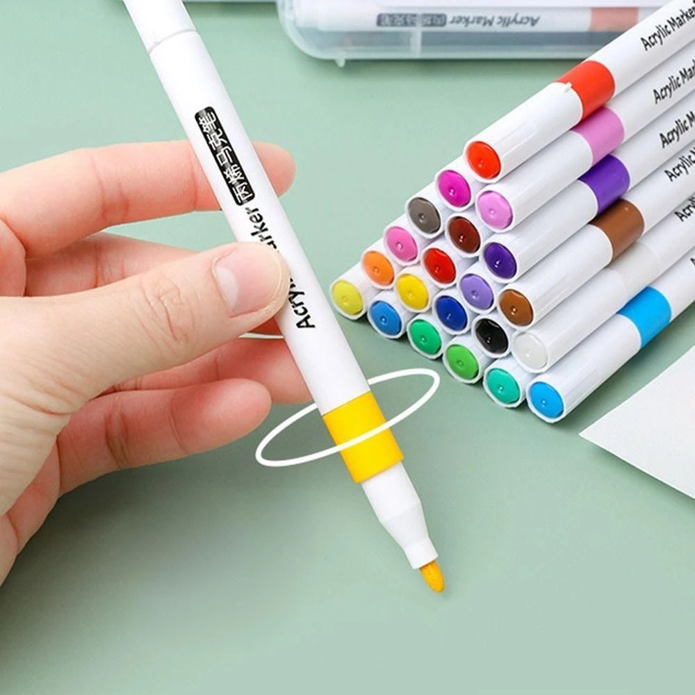 Kit Marcadores de acrílico 12/24/36/48 cores de tinta com CANETA BRANCA à prova d'água em Oferta na Shopee