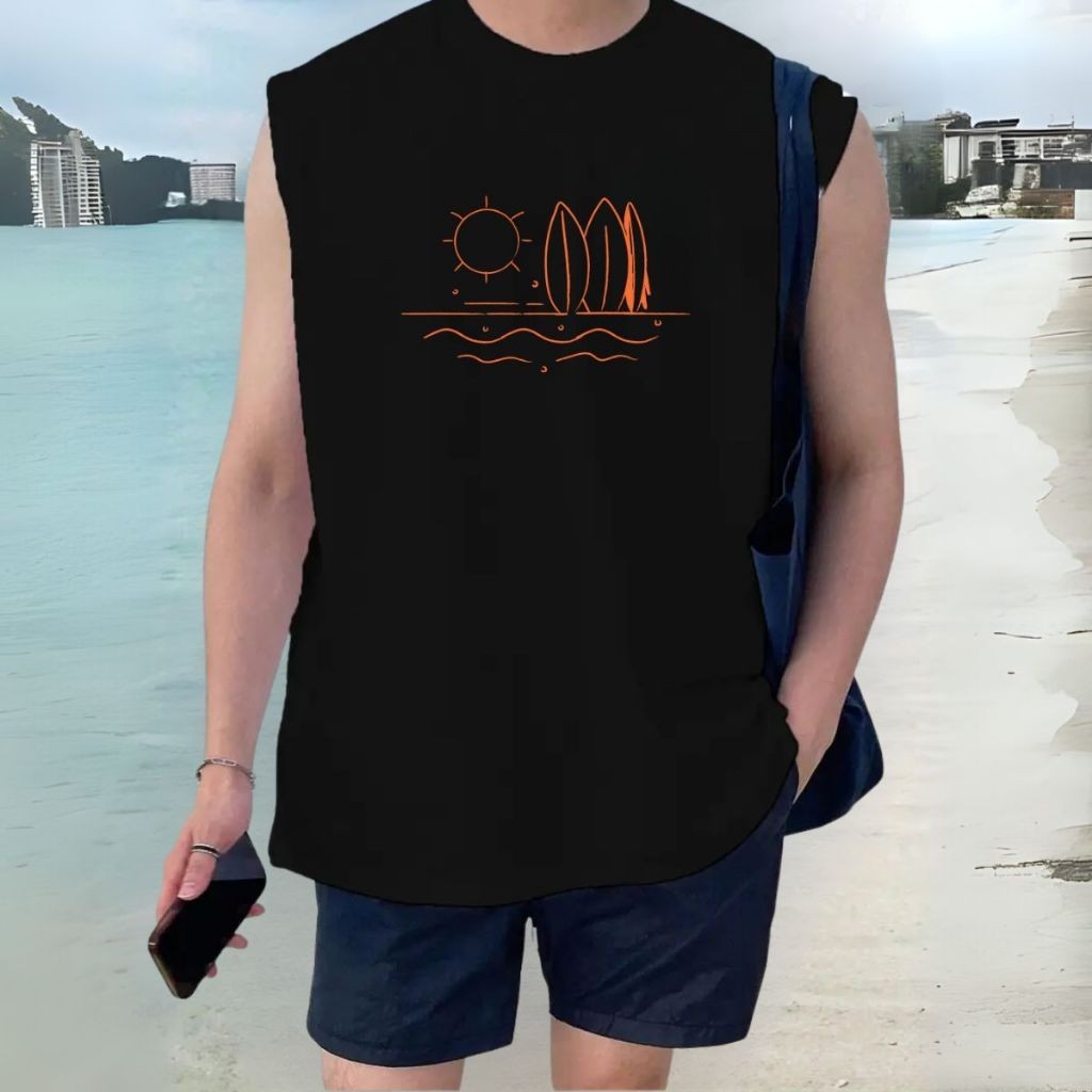 Regata camiseta cavada streetwear Oversized Oversized Moda Praia Verão Lançamento Surf Summer Tecido Fresco
