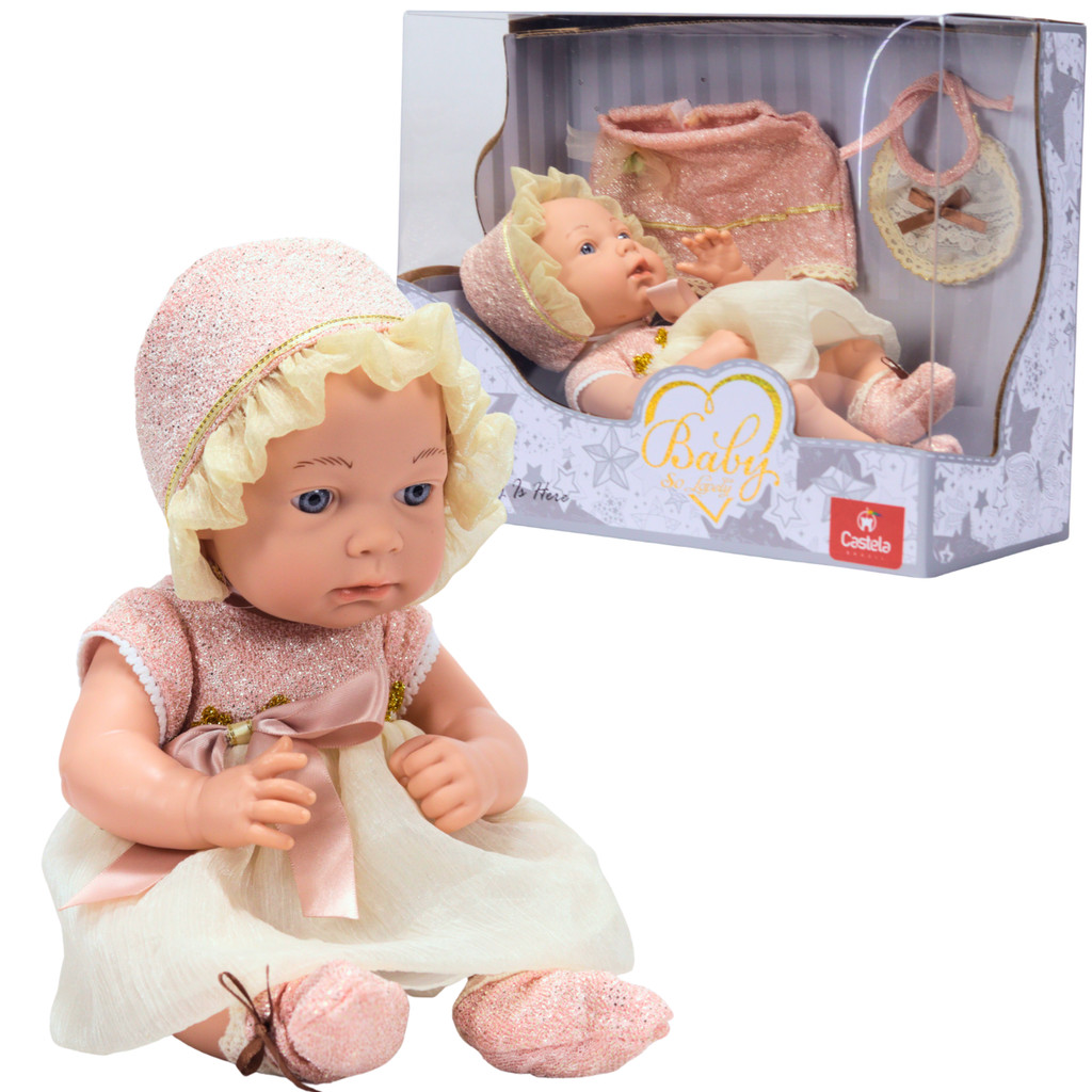 Boneca Bebe Bruninha Roupinha Dourada CBS0965 - Castela em Oferta na Shopee