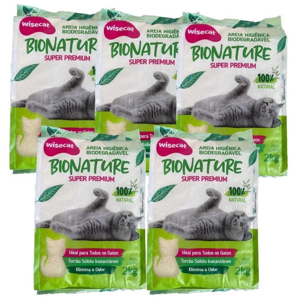 Kit Com 5un Areia Higiênica De Mandioca Para Gatos Wisecat 2kg Biodegradevel total 10kg em Oferta na Shopee
