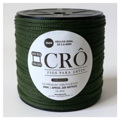 Fio Naútico Premium 100% poliéster 3MM/ 200 metros/ 300g/ Crochê/Tricô Verde Militar
