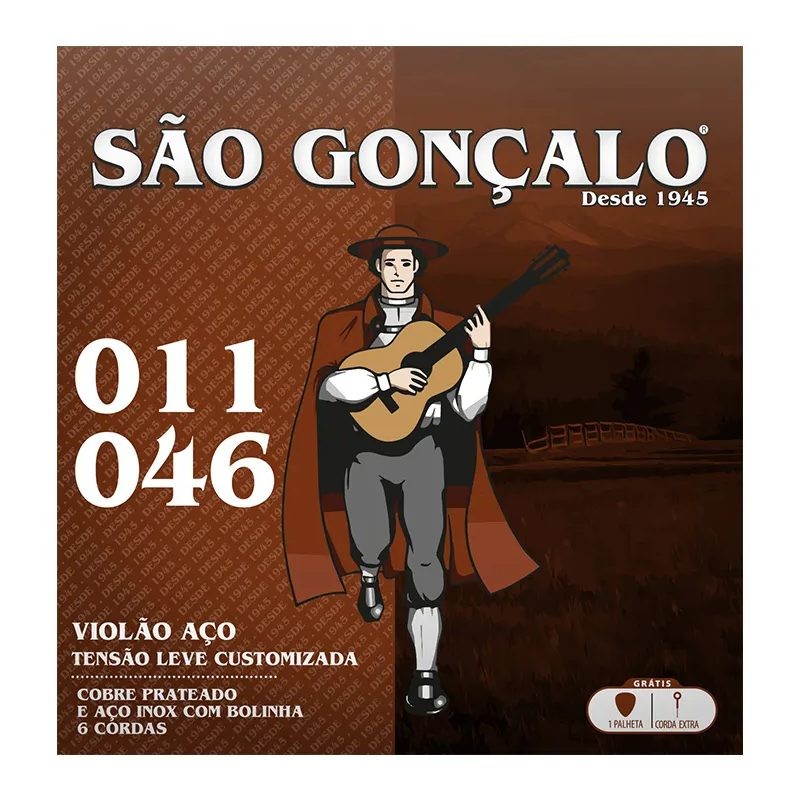 ENCORDOAMENTO SAO GONÇALO AÇO PRATA VIOLÃO 0.011-0.046 125 em Oferta na Shopee
