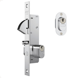 Fechadura Stam 901 Gorje Porta Correr Inox Escovado Broca 40mm Resistente Externa